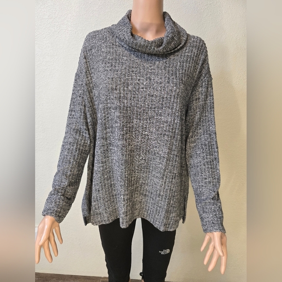 ANTHROPOLOGIE MAEVE OVERSIZED COWL NECK RIBBED KNIT SWEATER TOP GRAY Sz … - Picture 7 of 10